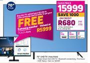 Game Samsung 70" UHD TV 70AU7000 offer