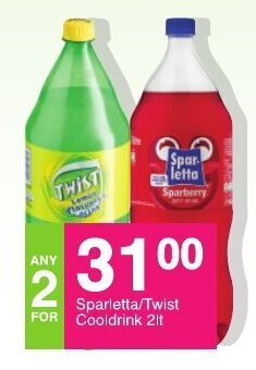 Save Sparletta / Twist Cooldrink 2lt offer