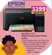Game Epson Eco Tank 3 In 1 Multi Function Colour Printer L3150 offer