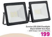 Game Eurolux LED 20W Floodlight (Black) 4000K Twin Pack offer