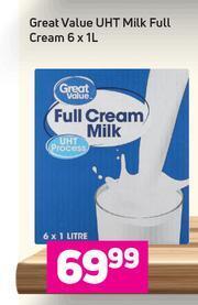 Game Great Value UHT Milk Full Cream-6 x 1Ltr offer