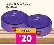 Game Ol' Roy 180mm Plastic Dog Bowl-For 2 offer