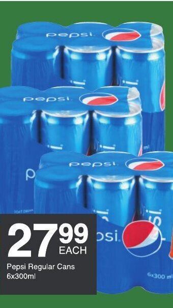 Save Pepsi Regular Cans 6x300ml offer