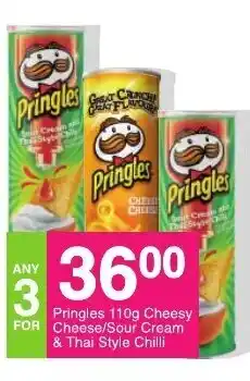 Save Pringles 110g Cheesy Cheese / Sour Cream & Thai Style Chilli offer