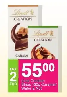 Save Lindt Creation Slabs 150g Caramel / Water & Nut offer