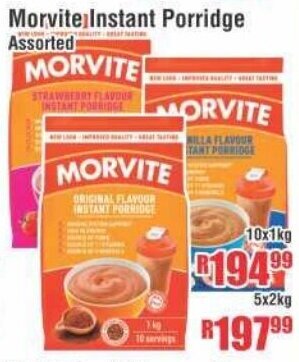 Devland Cash And Carry Morvite Instant Porridge Assorted 10x1kg offer