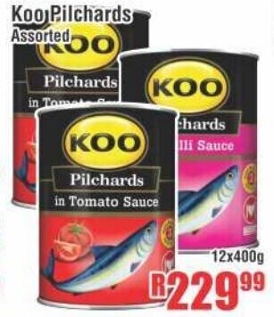 Devland Cash And Carry Koo Pilchards Assorted 12x400g offer