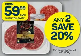 Pick n Pay PnP Burgers Assorted 2 x 400-800g offer