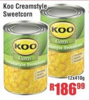 Devland Cash And Carry Koo Creamstyle Sweetcorn 12x410g offer