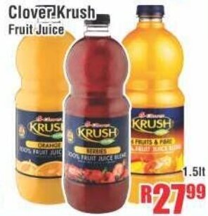 Devland Cash And Carry Clover Krush Fruit Juice 1.5lt offer