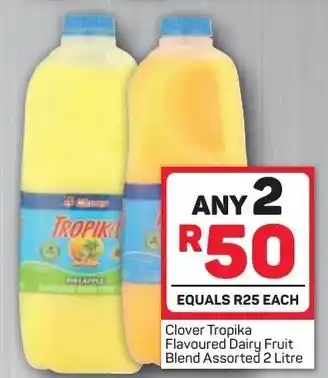 Pick n Pay Clover Tropika Flavoured Dairy Fruit Blend Assorted 2 x 2L offer
