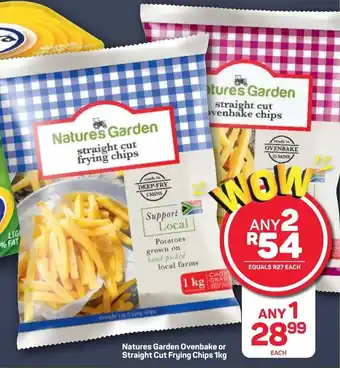 Pick n Pay Natures Garden Ovenbake or Straight Cut Frying Chips 2 x 1kg offer
