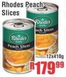 Devland Cash And Carry Rhodes Peach Slices 12x410g offer