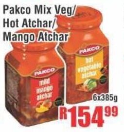 Devland Cash And Carry Pakco Mix Veg/Hot Atchar/ Mango Atchar 6x385g offer