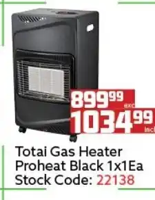 Totai Gas Heater Proheat Black 1x1ea