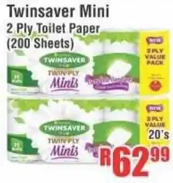 Devland Cash And Carry Twinsaver Mini 2 Ply Toilet Paper 200 Sheets 20's offer
