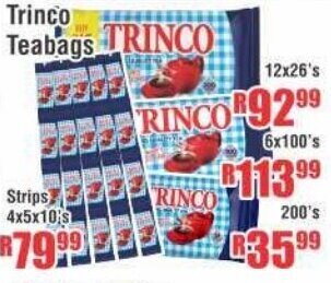 Devland Cash And Carry Trinco Teabags 12x26's offer