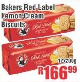Devland Cash And Carry Bakers Red Label Lemon Cream Biscuits 12x200g offer