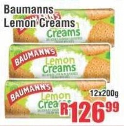 Devland Cash And Carry Baumanns Lemon Creams 12x200g offer