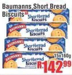 Devland Cash And Carry Baumanns Short Bread Biscuits 15x160g offer