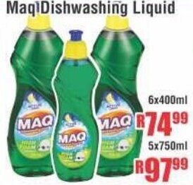 Maq Dishwashing Liquid 6x400ml