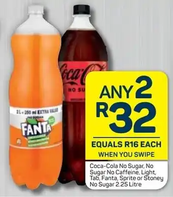 Pick n Pay Coca-Cola No Sugar/Caffeine/Stoney, Light Tab, Fanta, Sprite 2 x 2,25L offer