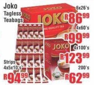 Devland Cash And Carry Joko Tagless Teabags 6x26's offer
