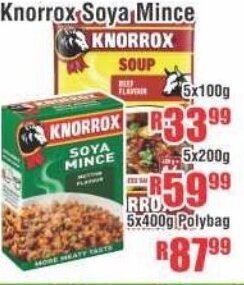 Devland Cash And Carry Knorrox Soya Mince 5x100g offer
