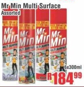 Devland Cash And Carry Mr Min Multi Surface Assorted 6x300ml offer