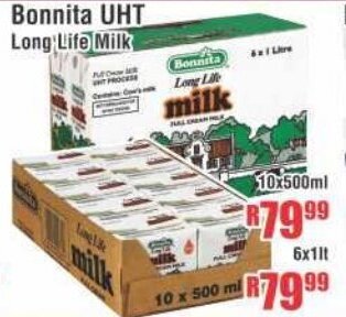 Devland Cash And Carry Bonnita UHT Long Life Milk 10x500ml offer