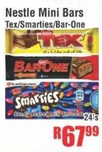 Devland Cash And Carry Nestle Mini Bars Tex/Smarties/Bar-One 24's offer
