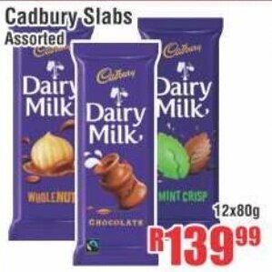 Devland Cash And Carry Cadbury Slabs Assorted 12x80g offer