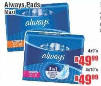 Always Pads Maxi 4x9's