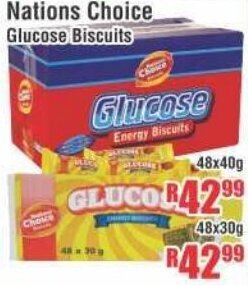 Devland Cash And Carry Nations Choice Glucose Biscuits 48x40g offer