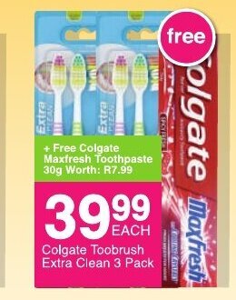 Save Colgate Toothbrush Extra Clean 3 Pack offer