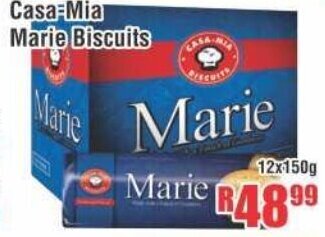 Devland Cash And Carry Casa-Mia Marie Biscuits 12x150g offer