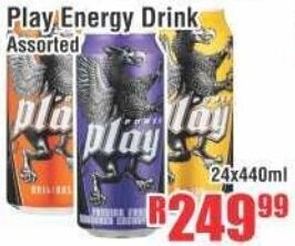 Play Energy Drink Assorted 24x440ml