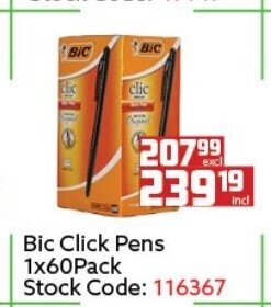 Africa Cash and Carry BIC Click Pens 1x60Pack offer