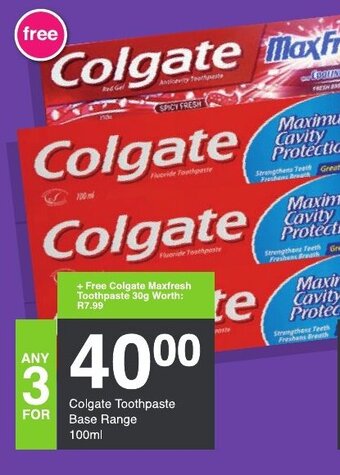 Save Colgate Toothpaste Base Range 100ml offer