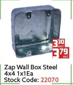 Africa Cash and Carry ZAP Wall Box Steel 4x4 1x1ea offer