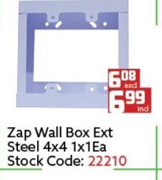 Africa Cash and Carry ZAP Wall Box Ext Steel 4x4 1x1ea offer