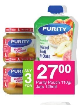 Save Purity Pouch 110g / Jars 125ml offer