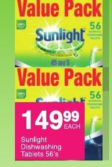 Save Sunlight Dishwashing Tablets 56's offer