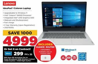 HiFi Corp Ideapad 1 celeron laptop offer