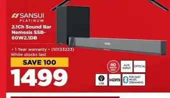 HiFi Corp 2.1ch sound bar nemesis ssb-60w2.1db offer