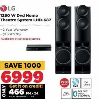 1250 w dvd home theatre system lhd-687
