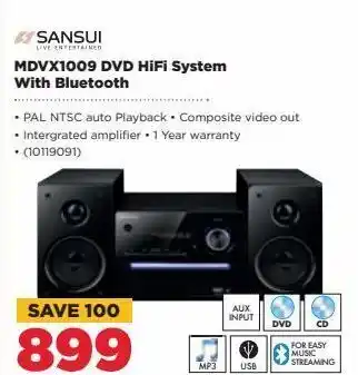 HiFi Corp Mdvx1009 dvd hifi system with bluetooth offer