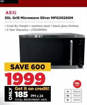 HiFi Corp 30l grill microwave silver mfg3026sm offer