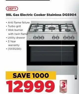 98l gas electric cooker stainless dgs904