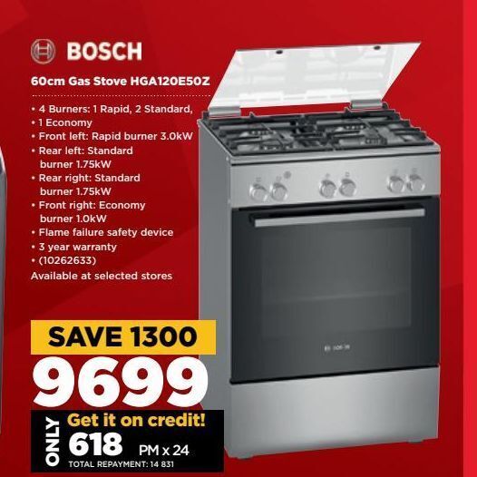 60cm gas stove hga120e50z offer at HiFi Corp